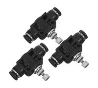 VALICLUD 3pcs Pneumatic Flow Control Valve Sa-04 Black Inline Throttle Valve with Push-to-Connect Fitting for Air Cylinder Exhaust and Industrial Automation