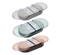 VALICLUD 3pcs Portable Four-Compartment Medicine Box for Travel Medication Organizer Small Plastic Pill Holder Leak Lids in Grey Brown and Green