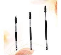 VALICLUD 3pcs Professional Eyebrow Brush with Wooden Handle Dual Ended Makeup Brush for Eyebrow and Eyelash Grooming Includes Large Medium Small Spiral Spoolies for Women