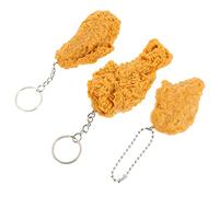 VALICLUD 3Pcs PVC Imitation Fried Chicken Leg Wing Nugget Keychain Set Realistic Food Pendant Key Ring for Purse Bag Kitchen Playset