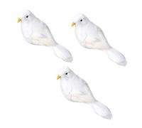 VALICLUD 3Pcs Realistic Artificial Bird Ornaments Three White Dove Garden Decoration Clips for Plants Parties Christmas Lifelike Simulation Models