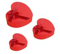 VALICLUD 3Pcs Red Heart Shape Boxes with Bow Ribbon, Valentine’S Day Wrapping Boxes for Cosmetics, Candy Container and Birthday Storage, Decorative Festival Packaging Set