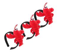 VALICLUD 3Pcs Red Plush Crayfish Headbands Funny Cartoon Headdress Creative Party Hair Bands for Holiday Festive Decor and Friends Gathering