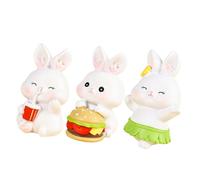 VALICLUD 3pcs Resin Bunny Cake Toppers Set - Miniature Rabbit Figurines for Cake Decoration, Cute Micro Landscape Rabbit Decor for Birthday Party and Events