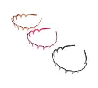 VALICLUD 3pcs Resin U Toothed Hairbands for Women Elastic Headband with Black Brown Burgundy Colors Stylish Hair Hoops for Daily Wear and Giving