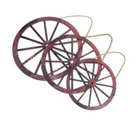 VALICLUD 3pcs Retro Wooden Wheel Wall Art Rustic Natural Wood Decor for Home Hanging Ornament Cottagecore Aesthetic Decorative Vintage Wagon Wheel Design