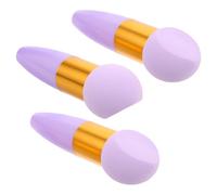 VALICLUD 3pcs Reusable Purple Angled Makeup Sponge Puff with Handle for Applying Foundation and Powder, Soft Aluminium Sponge for Blending and On-the-go Touch-ups in Your Makeup Bag