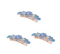 VALICLUD 3pcs Rhinestone Hair Clips for Women Spring Alloy Barrettes Easy to Use Lightweight Flower Design for Parties and Special Occasions
