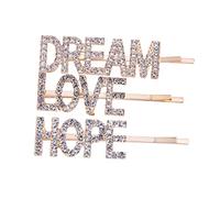 VALICLUD 3PCS Rhinestone Letter Hair Clips for Women and Fashionable Barrettes Dream Stylish Hair Accessories