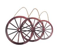 VALICLUD 3pcs Rustic Wooden Wagon Wheel Hanging Decor Vintage Wall Art for Living Study Garden Balcony Sturdy Solid Wood Craftsmanship Retro Farmhouse Style