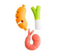 VALICLUD 3pcs Silicone Pot Lid Elevation Tool Boil Over Stopper with Creative Sausage Shrimp Green Onion Shapes Kitchen Pot Edge Holder for Spill Prevention and Heat Management