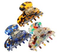 VALICLUD 3pcs Small Hair Claw Clips for Women Blue Floral and Leopard Patterns Elegant Non-slip Jaw Clips for Fine Hair Suitable for Parties and Daily Wear