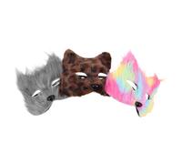 VALICLUD 3pcs Soft Plush Fox Mask for Men and Women Lightweight Furry Animal Costume Accessory for Halloween Masquerade Cosplay and Party Events with Faux Fur Design