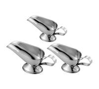 VALICLUD 3pcs Stainless Steel Gravy Boats Sauce Dish for Hot and Cold Condiments Easy Pour Saucier Boats for Oil Vinegar Sugar Salad Dressings Household Sauce Serving Containers