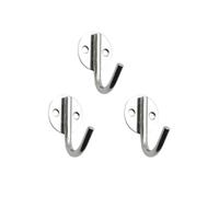 VALICLUD 3pcs Stainless Steel Single Hook Round Solid Base Wall Mount Utility Hooks for Bathroom Towel Coat Hanging, Silver Finish, Suitable for Home Storage and Organization