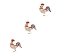 VALICLUD 3pcs Sturdy Alloy Rooster Brooch Fashionable Breastpin for Women Rooster Design Brooch for Occasions Valentine's Day