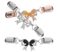 VALICLUD 3pcs Sweater Chain Creative Crystal Bowknot Sweater Clips Cardigan Clip for Dress Clothes (White, Black and Rose Gold)