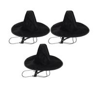 VALICLUD 3pcs Theatrical Performance Hat Korean Costume Hat Authentic Historical Design Velour Material Secure Fit Men Stage Cosplay Black Flat Top Wide Brim