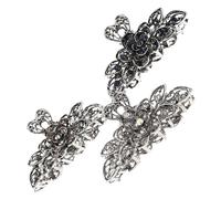 VALICLUD 3pcs Vintage Jumbo Hair Claw Clips for Women Large Alloy Metal Clamps with Sparkling Rhinestone Accent Nonslip Strong Hold for Thick Hair Styling Accessories in White Grey and Dark