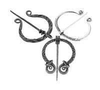 VALICLUD 3pcs Vintage Viking Brooch Set Metal Cape Brooches Medieval Scarf Pins Renaissance Inspired Shawl Clasp for Women Festivals Daily Wear
