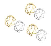 VALICLUD 3sets 2pcs Love Heart Open Rings for Women Hollow Out Design Comfortable Fit Daily Wear for Modern Minimalist and Colors 2pcs*3