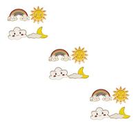 VALICLUD 3sets Cartoon Alloy Brooches Sun Cloud Rainbow Design Decorative Badges for Clothing Bags and Hats Random Styles for Fashion Accessories 4pcs*3