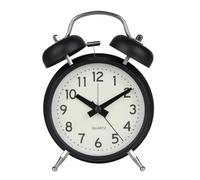 VALICLUD 4 Inch round Metal Alarm Clock with Night Light and Ring Bell Sound, Creative Desktop Clock for Home Use, Silent Scanning Mechanism, Suitable and Family Members