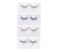 VALICLUD 4 Pairs Glitter Sequins False Eyelashes Heart Butterfly Flower Design for Party Cosplay and Holiday Makeup Easy to Apply Lightweight Fake Lashes