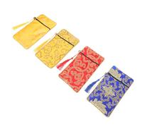 VALICLUD 4 Pcs Buddhist Scriptures Pouches Set, Ethnic Style Brocade Storage Bags for Religious Texts, Small 10X19Cm Multi-Color Containers Suitable for Buddhist Scripture Carrying and