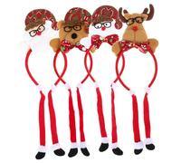VALICLUD 4 pcs Christmas Hair Bands Soft Lightweight Reindeer Snowman Bear Santa Headbands for Holiday Cosplay Dressup Comfortable All-day Wear