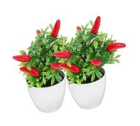 VALICLUD 4 pcs Mini Artificial Chili Bonsai Faux Potted Plants Realistic Simulation Desktop Decor Lightweight Tabletop Photo Props for Home Office Indoor Decoration