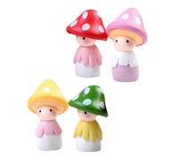 VALICLUD 4 Pcs Miniature Mushroom Doll Figurines PVC Garden Decor for Dollhouses Micro Landscape Desktop Decoration in Red Pink Yellow Green