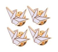 VALICLUD 4 Pcs Origami Crane Brooch Pins Zinc Alloy Cartoon Lapel Pins for Women Unique Cute Metal Badge Charms Fashion Accessories for Clothes