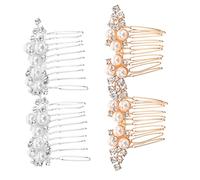 VALICLUD 4 pcs Pearl Crystal Hair Comb Elegant Rhinestone Side Combs for Weddings Bridal Hair Accessories for Women for Parties and Special Occasions