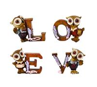 VALICLUD 4 Pcs Resin Owl Shaped Love Letter Ornaments, Creative Home Decoration Figurines for Wedding Or Desktop Display