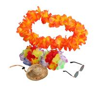 VALICLUD 4 Pcs Tropical Goose Decoration Set Hawaiian Flower Wreath Hat Sunglasses Unique Porch Goose Outfits for Garden Home Beach Events Fun