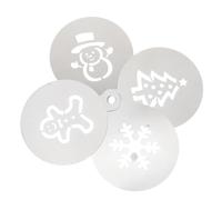 VALICLUD 4 Pieces Christmas Cake Decorating Stencils Set - Gingerbread Man, Snowflake, Snowman, Christmas Tree Baking Templates for Coffee Art and Sugar Powder Dusting at Home