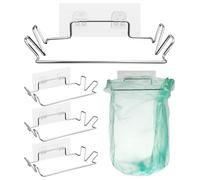 VALICLUD 4 Sets Garbage Bag Holder Rack with Wall Stickers Stainless Steel Kitchen Trash Bag Storage Organizer for Cabinet Under Sink and Door Hanging
