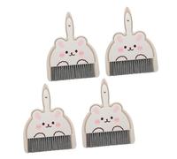 VALICLUD 4 Sets Mini Broom and Dustpan Portable Cleaning Kit for Tabletop and Kitchen Small Spaces Lightweight Compact Rabbit Design Sweeper Tools