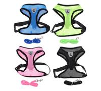 VALICLUD 4 Sets Outdoor Walking Harness Dog Vest Lightweight Flexible Polyester Mesh with Leash Unique Design for Everyday Use