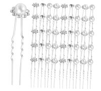 VALICLUD 40pcs Rhinestone Hair Forks Shaped Bridal Hairpins with Artificial Pearls Elegant Wedding Hair Accessories for Formal Events Versatile Styling Choices for Women