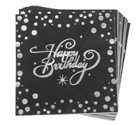 VALICLUD 40Pcs Silver Foil Disposable Napkins for Birthday Parties Soft Absorbent Paper Serviettes Elegant Table Decorations for Cocktail Dinner Events Easy Cleanup Party