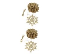 VALICLUD 48 Pcs Plastic Snowflakes Decoration Hanging Christmas Ornaments Snowflake Stickers Clings DIY Hanging Snow Flakes Party Golden