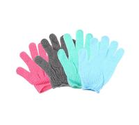 VALICLUD 4Pairs Exfoliating Gloves Bath Body Scrubber Comfortable Scrub Mitts for Neck Shoulders Feet Unisex Shower Use with Gray Green Blue Pink Colors
