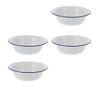 VALICLUD 4pcs 20cm White Enamel Soup Bowls Set, Deep Household Enamel Basins for Serving, Sturdy Kitchen Dinnerware Suitable for Home and Casual Dining