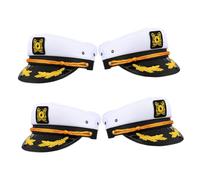 VALICLUD 4pcs Adjustable Embroidered Admiral Captain Hat Polyester Sailor Costume Caps for Nautical Parties and Casual Wear