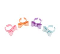 VALICLUD 4pcs Adjustable Resin Bowknot Ring with Smooth Surface and Jelly Colour Accents, Lightweight and Stackable Summer Ring for Women, Cute Geometric Open Band for Everyday Fashion