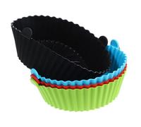 VALICLUD 4pcs Air Fryer Silicone Liners Round Reusable Non Stick Baking Trays for Air Fryers Heat Resistant Food Grade Silicone Basket with Even Heat Distribution and Easy Cleaning