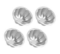 VALICLUD 4pcs Aluminum Alloy Multi-use Pudding Mold with Flower Edges Mini Tart Cups for Baking Cupcakes Quiches Muffins Jellies and Bite-Sized Desserts Non-deformable Cake Molds Easy to