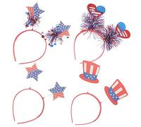 VALICLUD 4pcs American Flag Star Headbands Flexible Patriotic Hair Accessories for Fourth of July Celebrations Durable and Stylish Headbands for Party and Family Gatherings